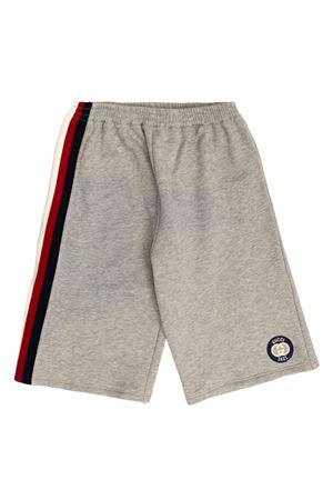 Light grey felted cotton jersey shorts GUCCI KIDS | 805454XJGX51183